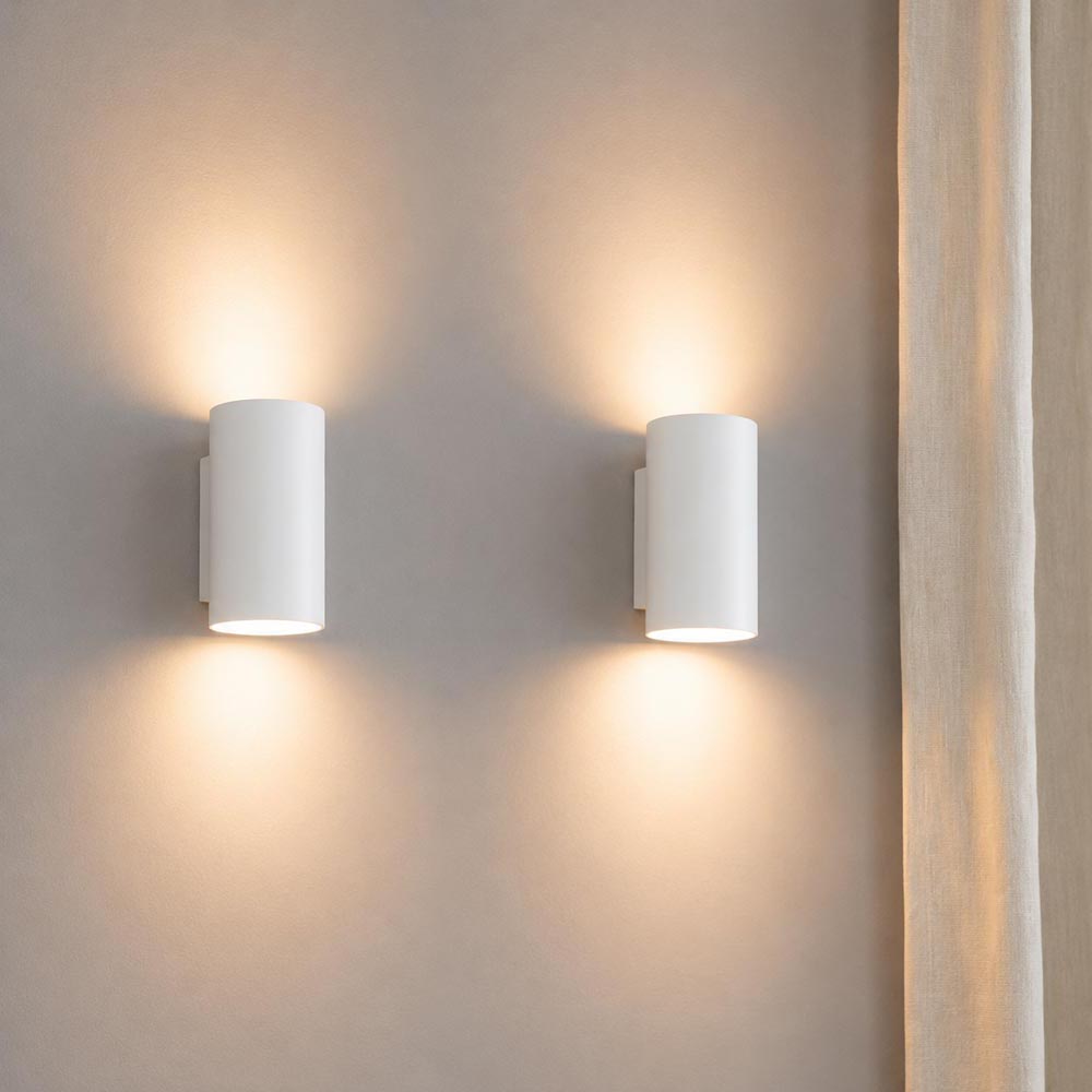2x Giove bianco - Cylindrical wall lamp with a matt white coating - Up and downlight