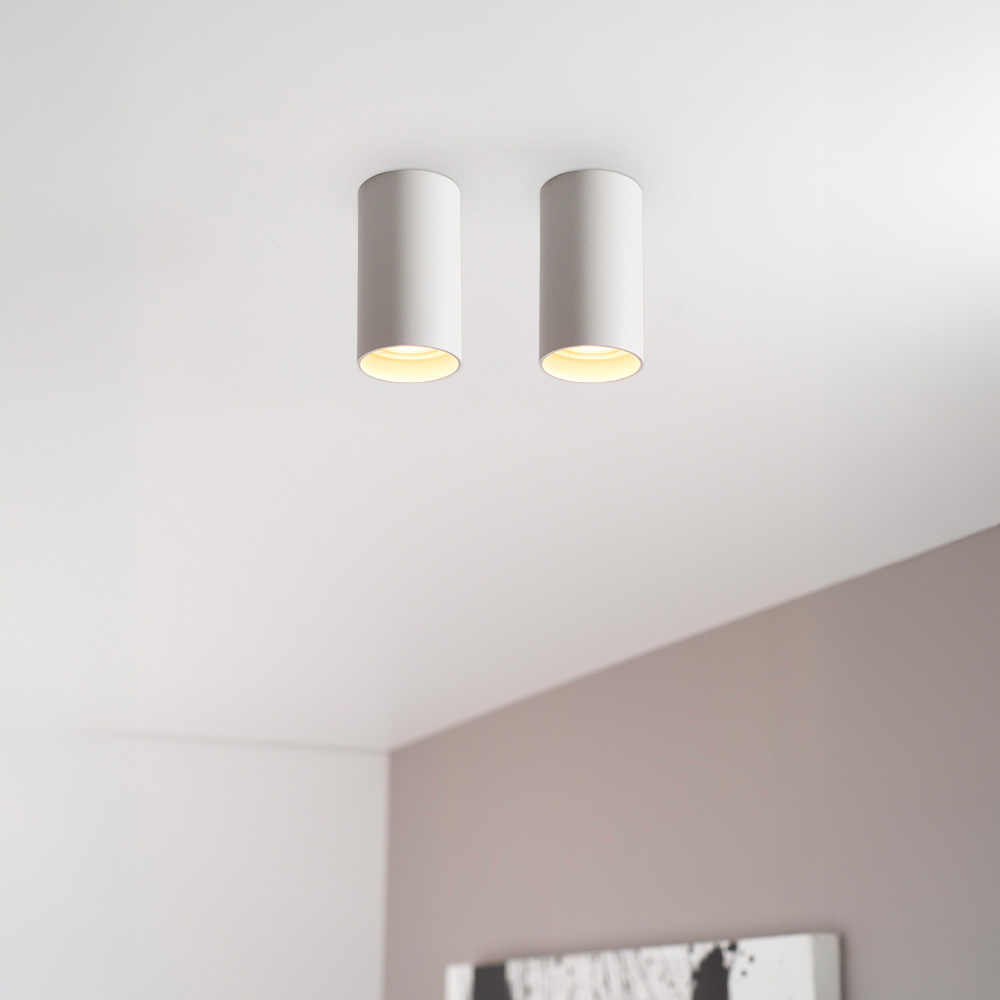 2x Canopus bianco s - Cilindervormige opbouwspot in met mat witte coating