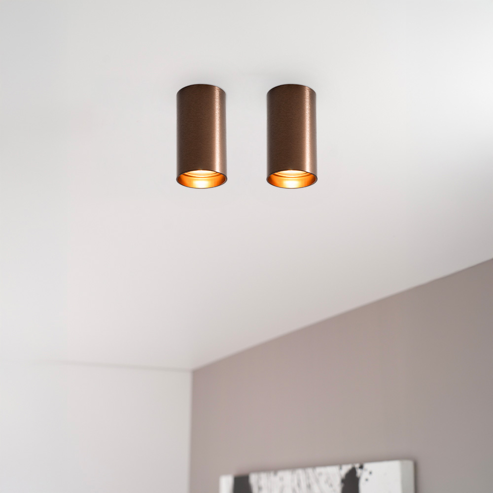 2x Canopus bronzo s - Cilindervormige opbouwspot in met geborsteld bronzen coating