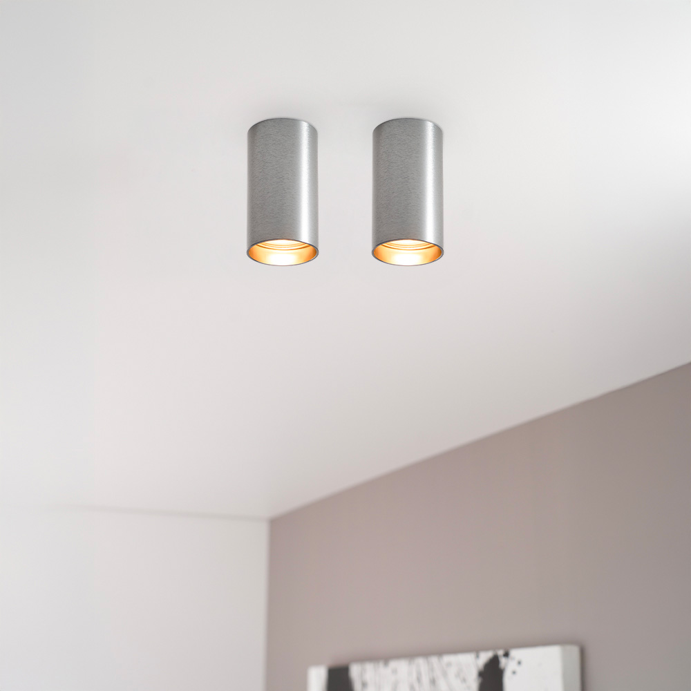 2x Canopus fero s - Cilindervormige opbouwspot in geborsteld gunmetal grijs