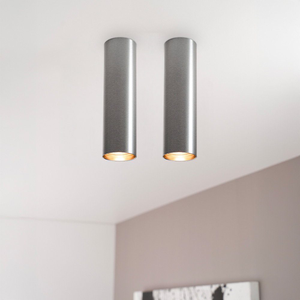 2x Canopus fero m - Cilindervormige opbouwspot in geborsteld gunmetal grijs
