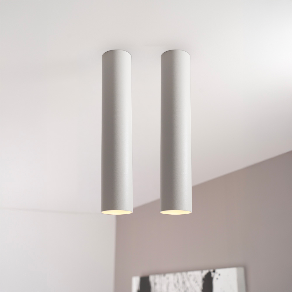 2x Canopus bianco l - Cilindervormige opbouwspot in met mat witte coating