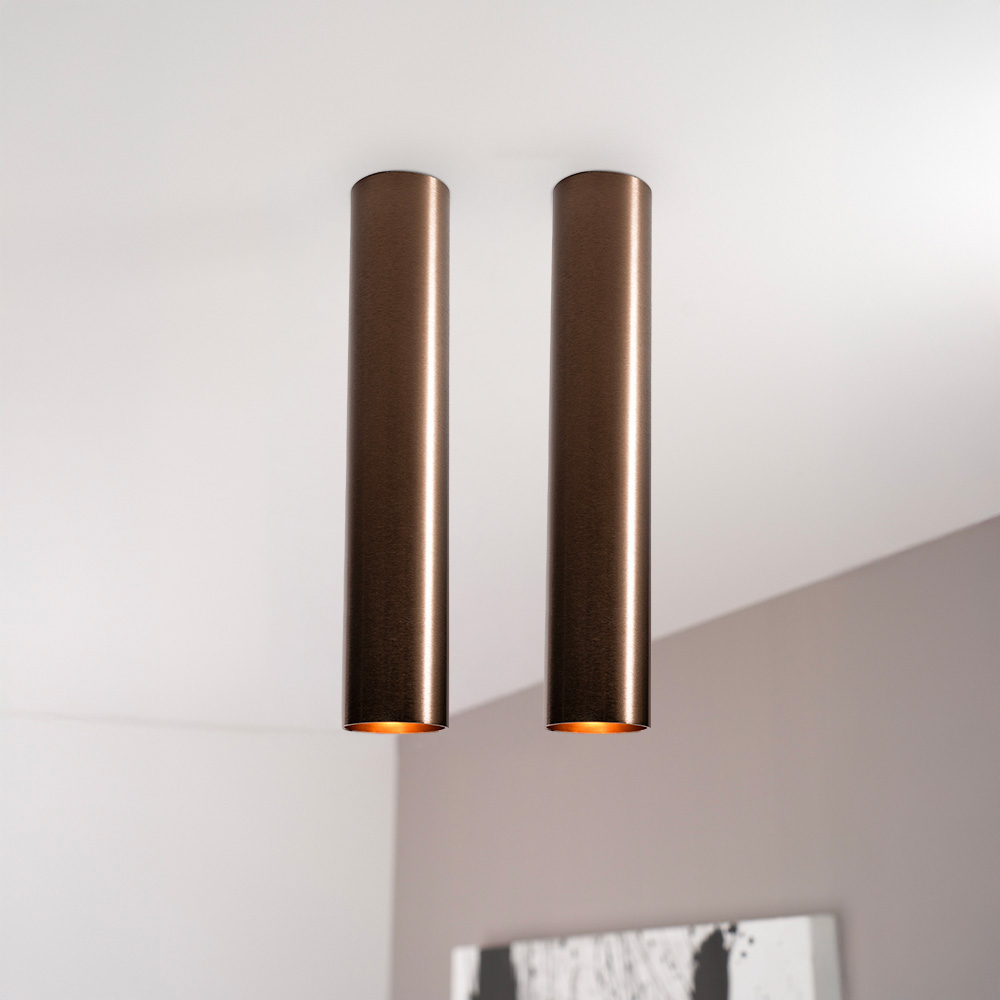 2x Canopus bronzo l - Cilindervormige opbouwspot in met geborsteld bronzen coating