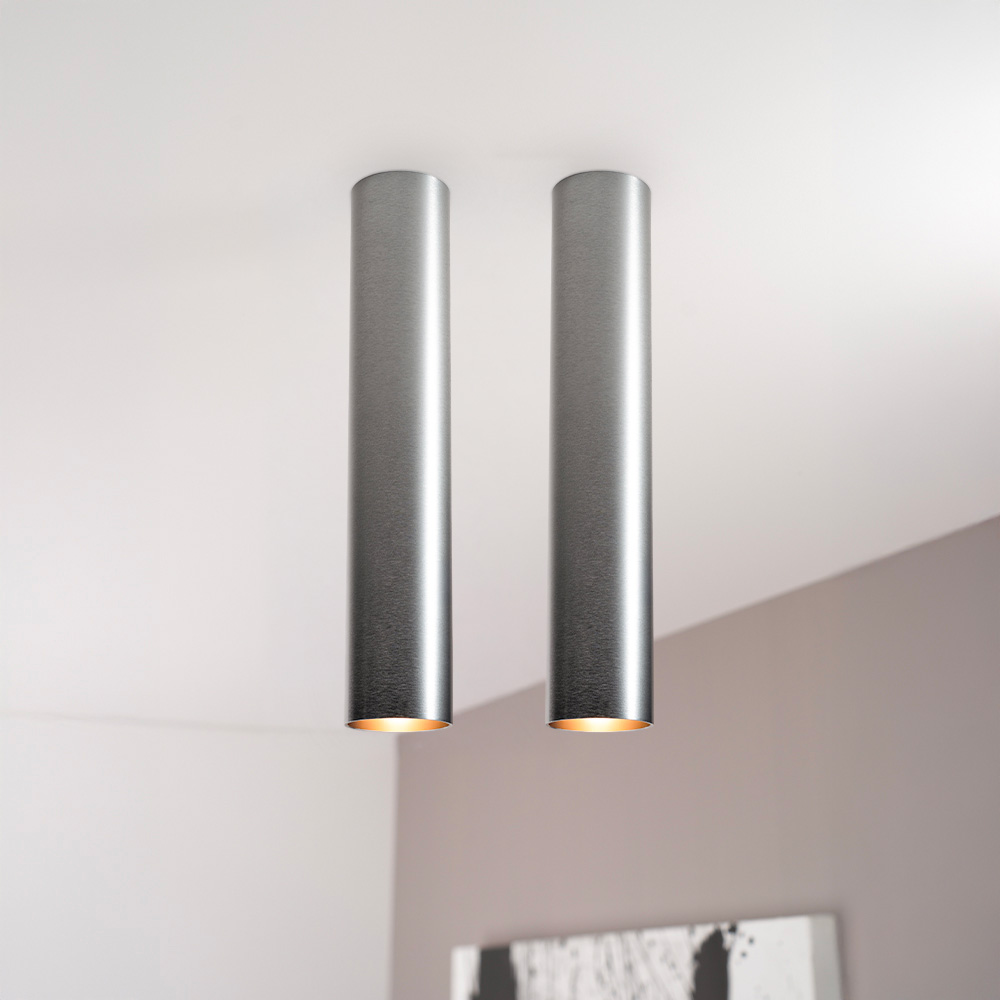 2x Canopus fero l - Cilindervormige opbouwspot in geborsteld gunmetal grijs