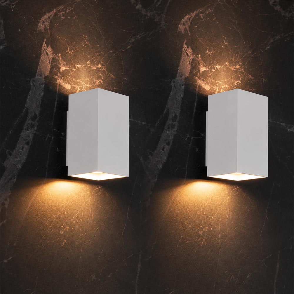 2x Cometa bianco - Rectangular wall lamp with matt white coating - Up and downlight
