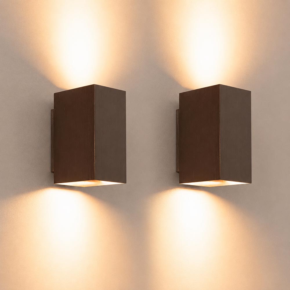 2x Cometa bronzo m - Rectangular wall lamp with brushed bronze coating - Up and downlight