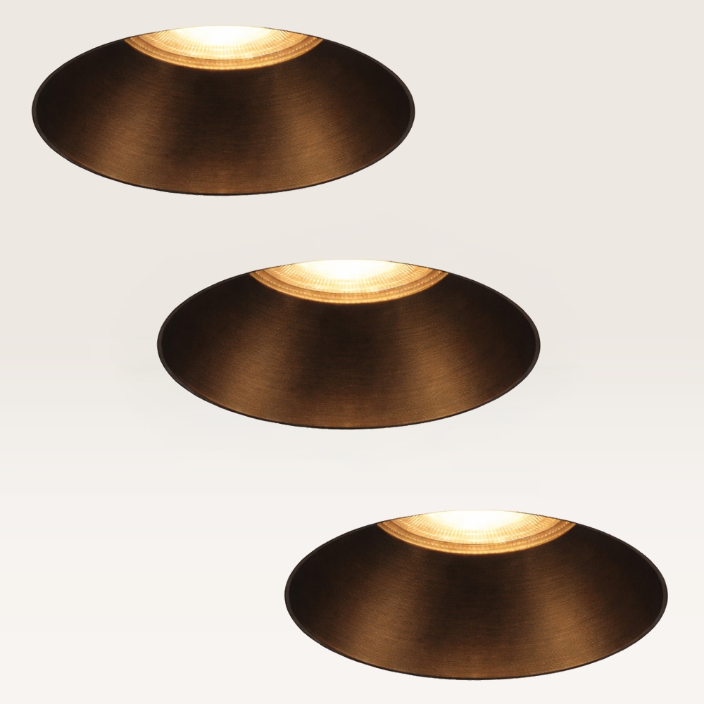 3-pack Infälld spots Junaro bianco bronzo - 40 mm - GU10 - IP20 - Vit och brons