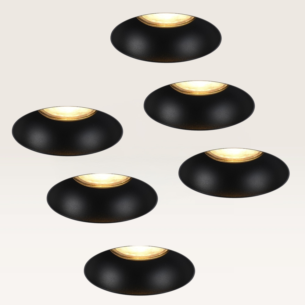 6-pack Infälld spots Junaro nero - 40 mm - 4W 345lm - 2700K - IP20 - Vit och svart