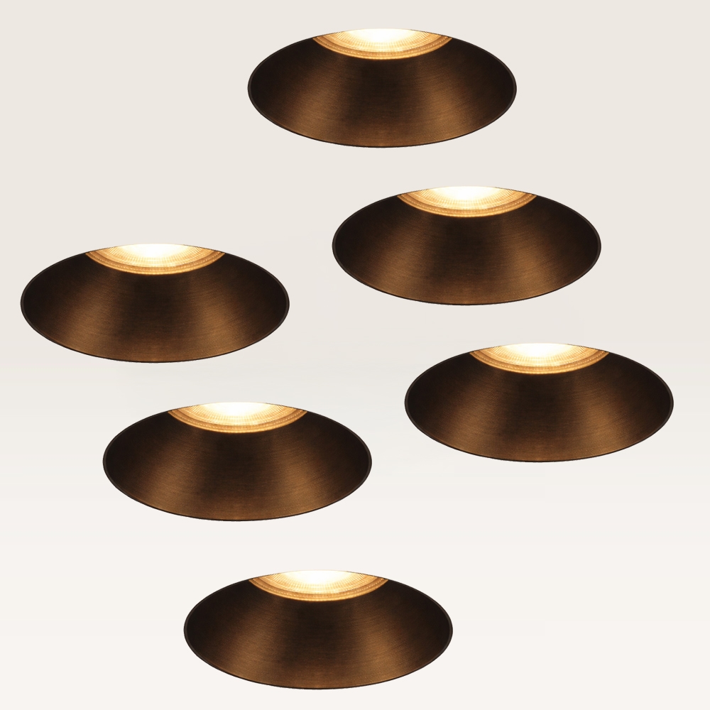 6-pack Infälld spots Junaro bianco bronzo - 40 mm - 4W 345lm - 2700K - IP20 - Vit och brons
