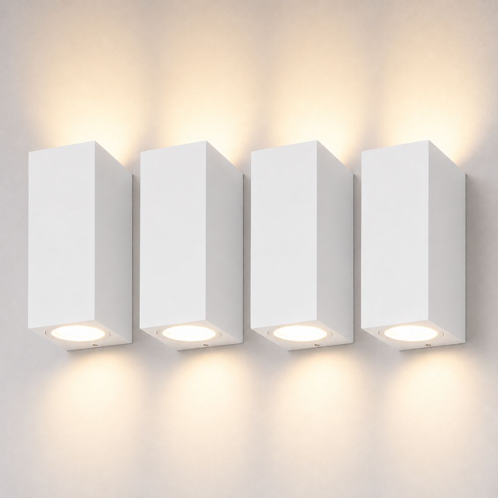 Set de 4 lampes murales LED Selma - Up & Down - IP65 - Blanc