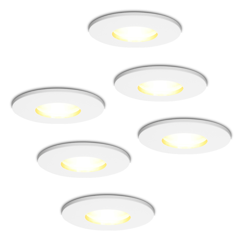 6x Barcelona LED indbygningsspots - 4W 345 lumen - 2700K - IP44 - Hvid