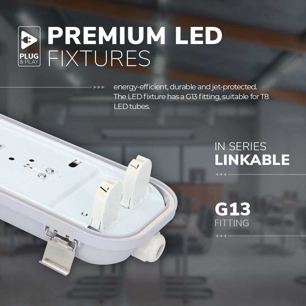 10-pack LED TL armaturen 120 cm IP65 incl. 18W LED buizen 6000K 2520lm 10-pack LED TL armaturen 120 cm IP65 incl. 18W LED buizen 6000K 2520lm