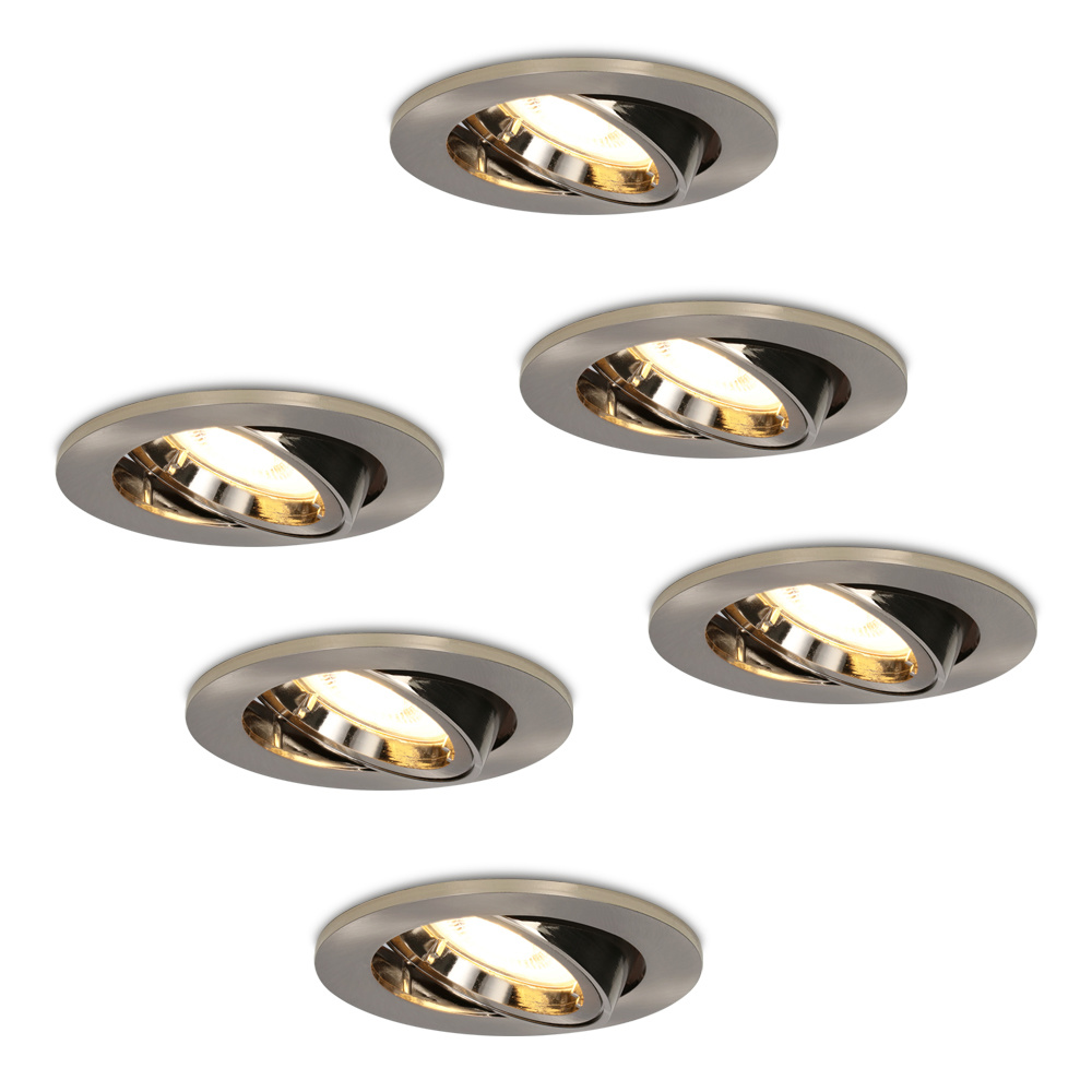 6x Lublin LED Einbaustrahler - 4W 345 lumen - 2700K - Schwenkbar - Edelstahl
