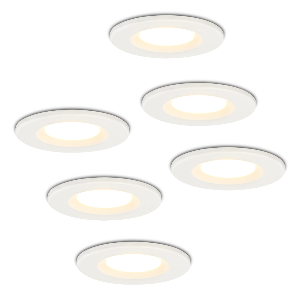 6x Venezia LED Einbaustrahler - 6W 650lm - 2700K - IP65 - Weiß