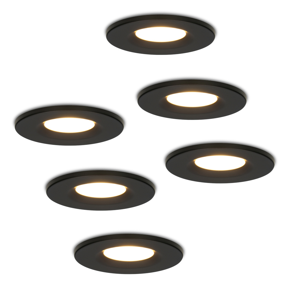 6x Venezia LED Einbaustrahler - 6W 650lm - 2700K - IP65 - Schwarz
