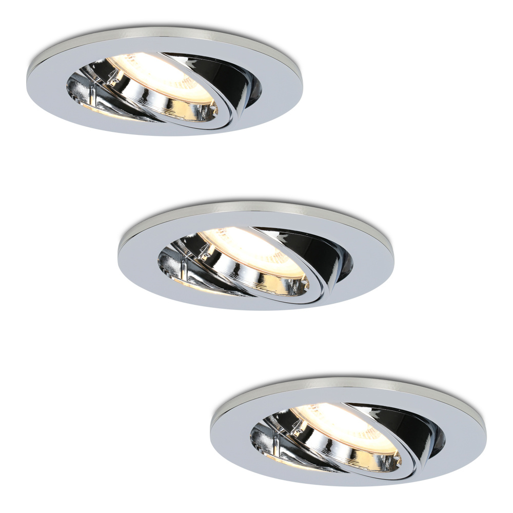 3x Maya LED Recessed Downlights - 4W 345 lumen - 2700K - Tiltable - Chrome