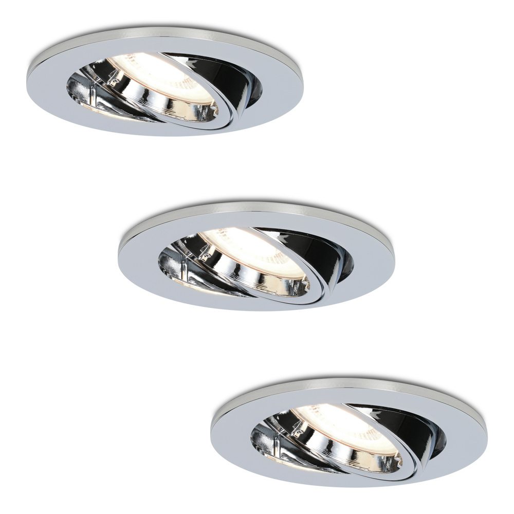 3x Spot LED Encastrable Maya - 4W 345 Lumen - 4000K - Inclinable - Chrome