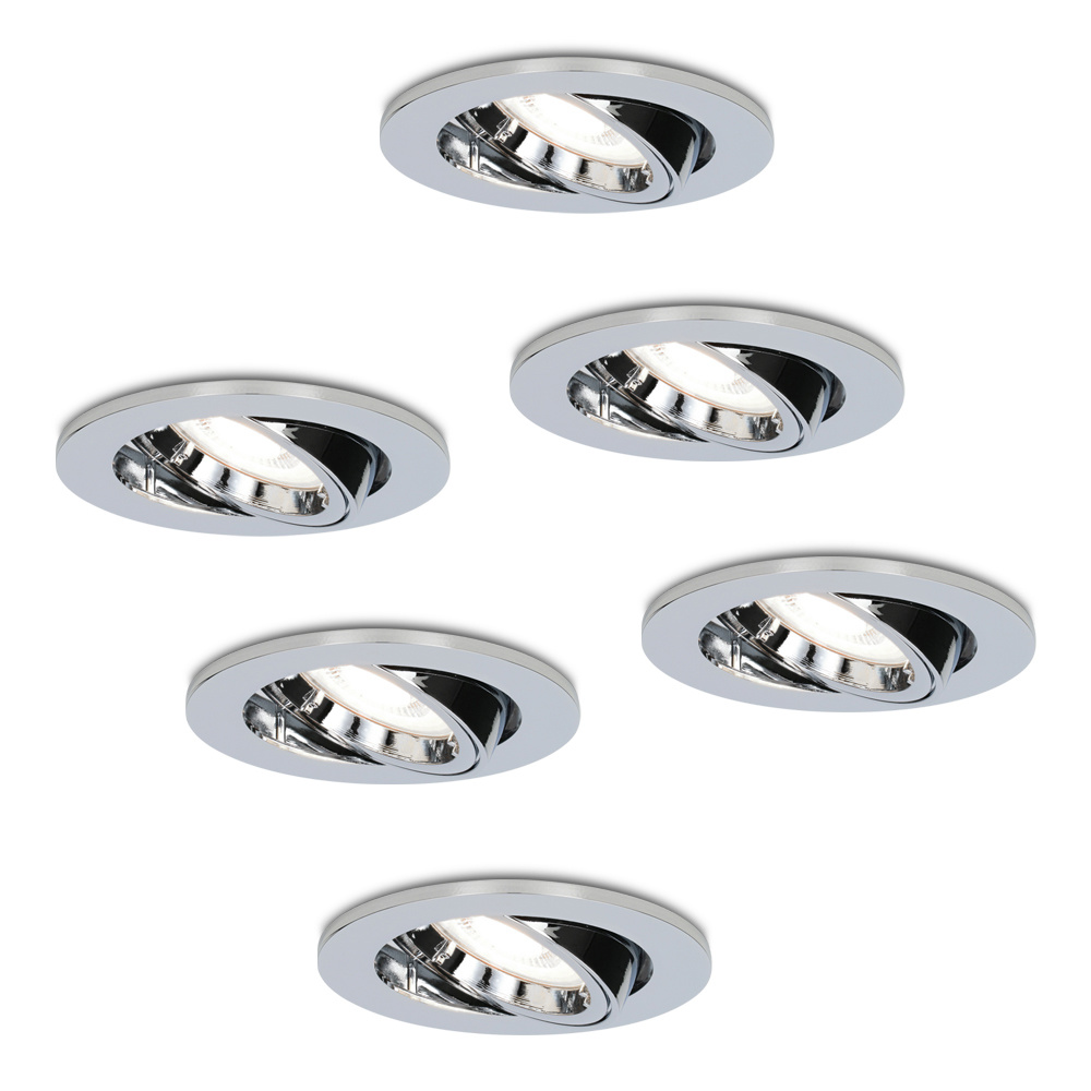 6x Maya Spot LED Encastrable - 4W 345 Lumen - 6500K - Inclinable - Chrome
