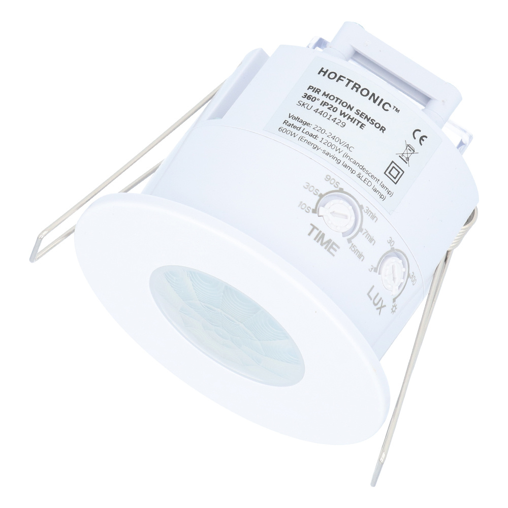 PIR-Bewegungsmelder mit Dämmerungsschalter - 360° - 8m- IP20 - Weiß - Max. 600W