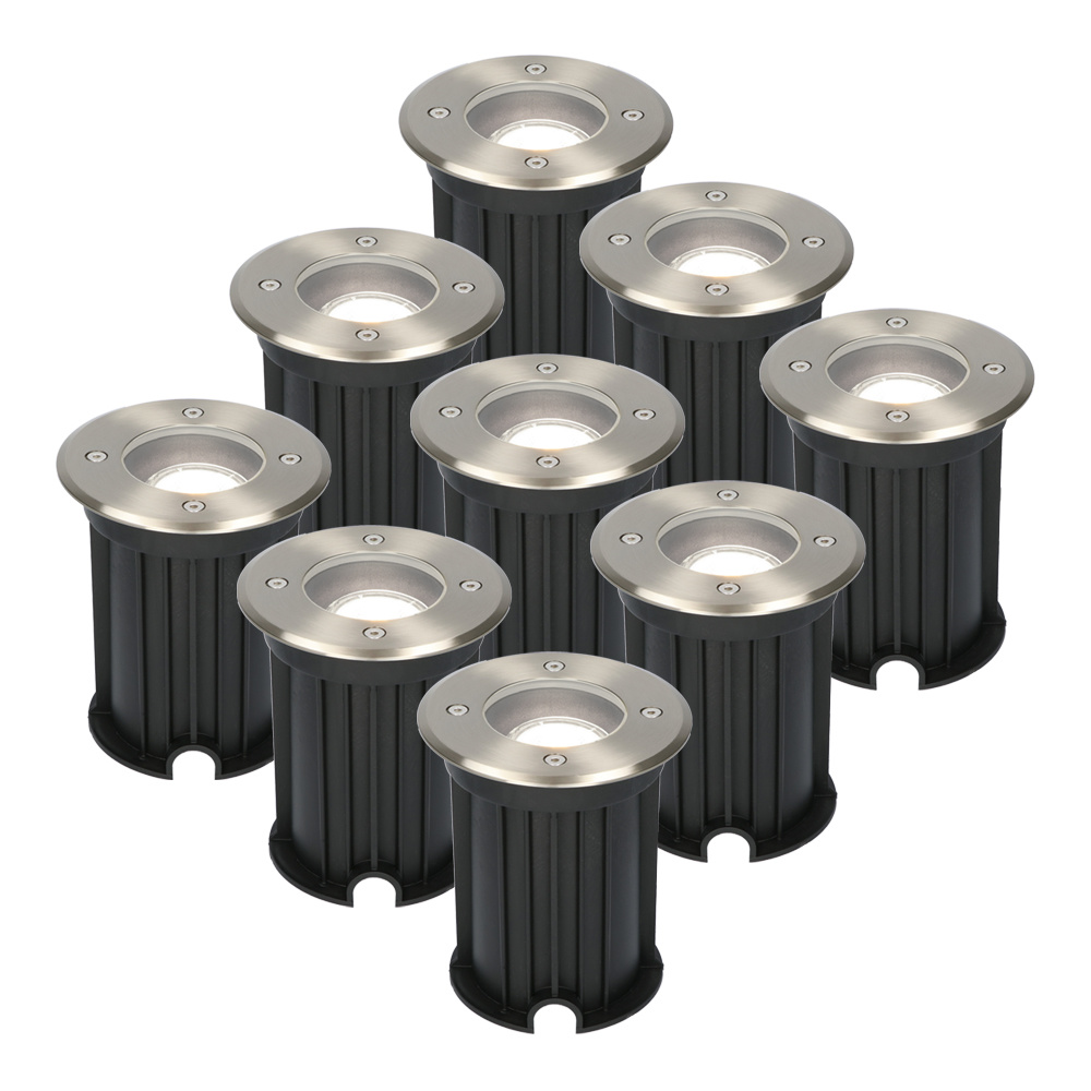 9x Maisy LED Nedgravningsspots - Ø12cm - GU10 - Dæmpbar - 4W 345lm - 6500K - IP67
