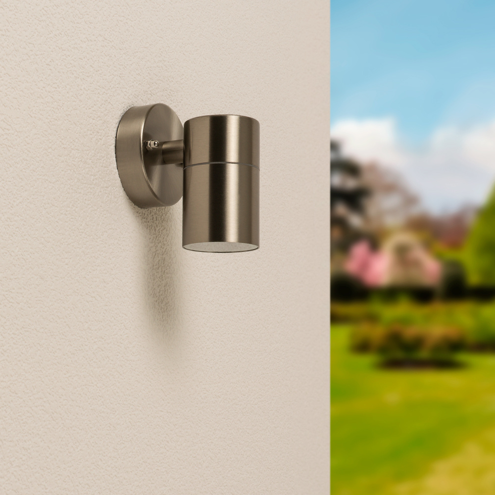 Mason LED Wandleuchte - Dimmbar - IP44 - GU10 - Edelstahl - Downlight