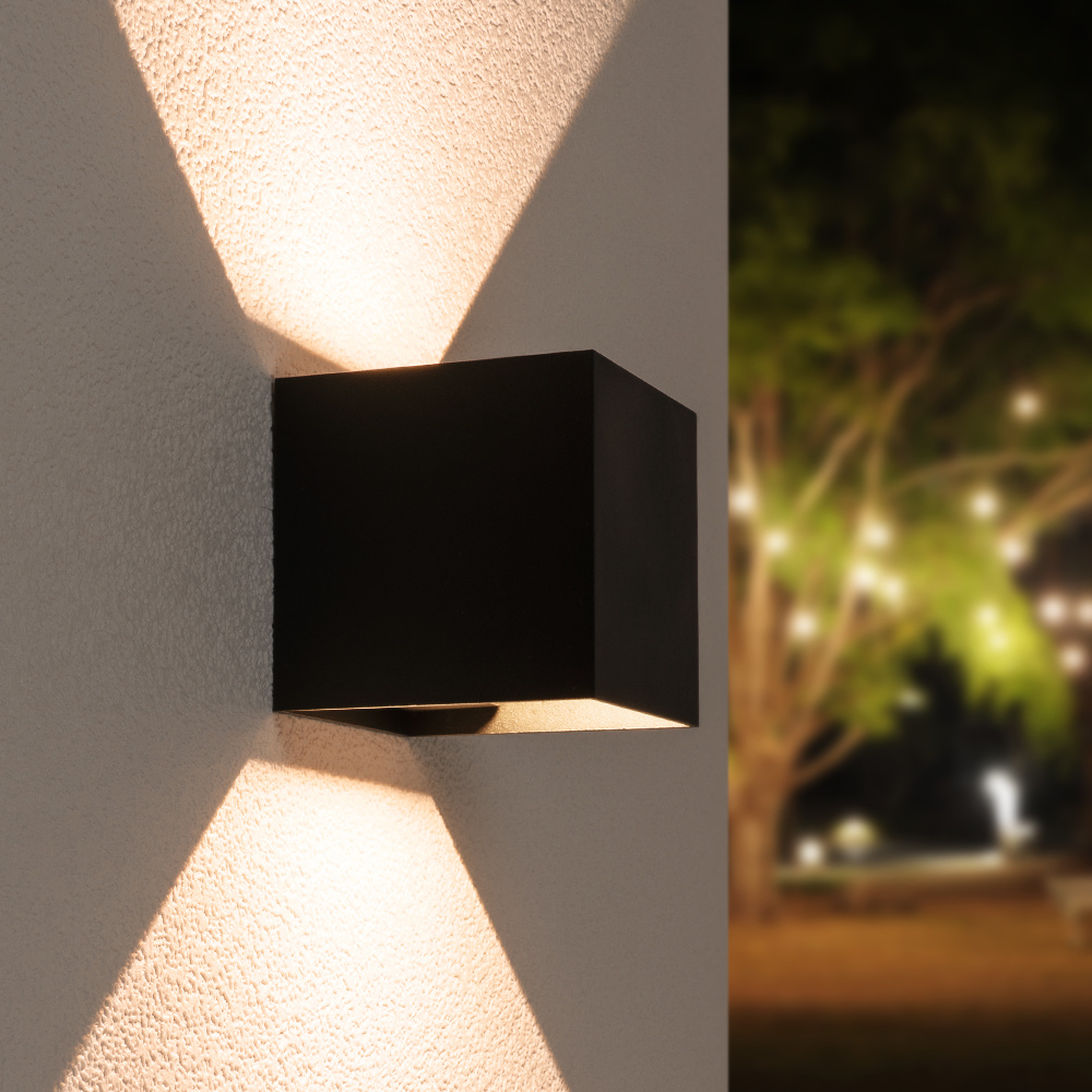 Kansas LED Wall Light - Dimmable - 7W 720lm - 3000K - IP65 - Black - Up & downlight