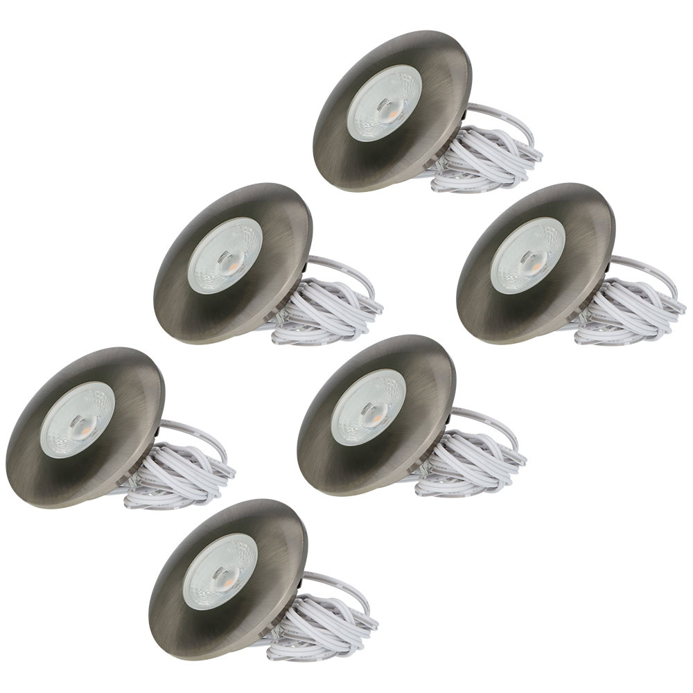 6x Pavo LED Recessed Downlights Thin - 3W 260 Lumen - 2700K - Stainless steel