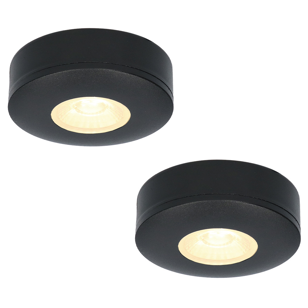 2x Pavo - Slim LED spotlights 23mm - 3W 300lm - 2700K - Dimmable - IP44 - Black