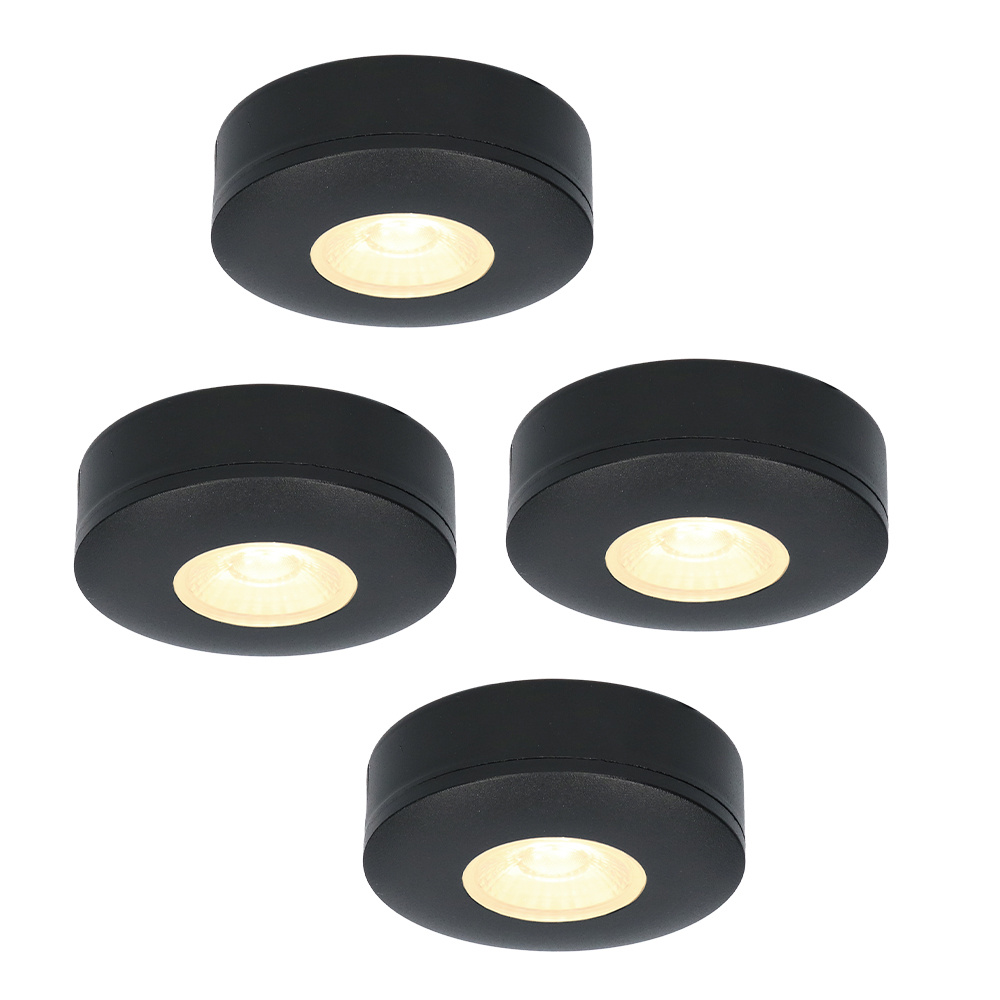 4x Pavo - Slim LED spotlights 23mm - 3W 300lm - 2700K - Dimmable - IP44 - Black