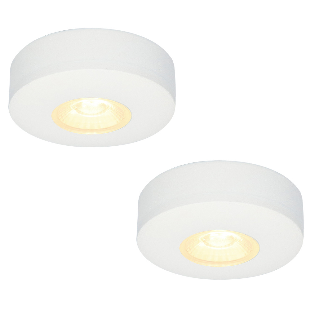 2x Pavo - Spot en Saillie LED plat 23mm - 3W 260lm - 2700K - Dimmable - Rond - IP44