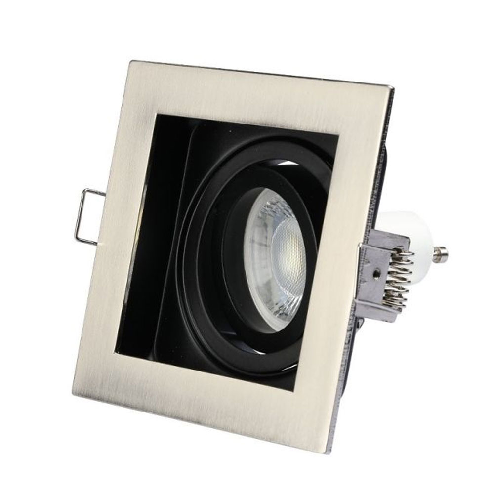 Durham Spot encastrable LED - GU10 - acier inoxydable - Carré