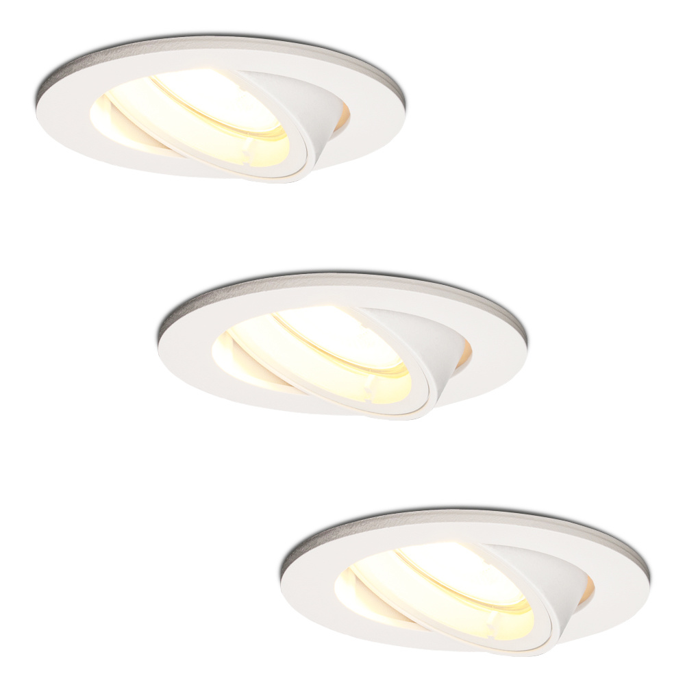 3x Dublin LED indbygningsspots - 4W 345lm - GU10 - 2700K - IP20 - Hvid