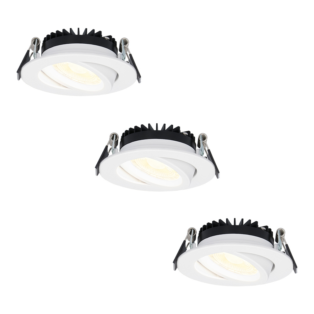 3x Rome LED Einbaustrahler flach - 6W 430lm - Schwenkbar - Dimmbar - 2700K - IP44