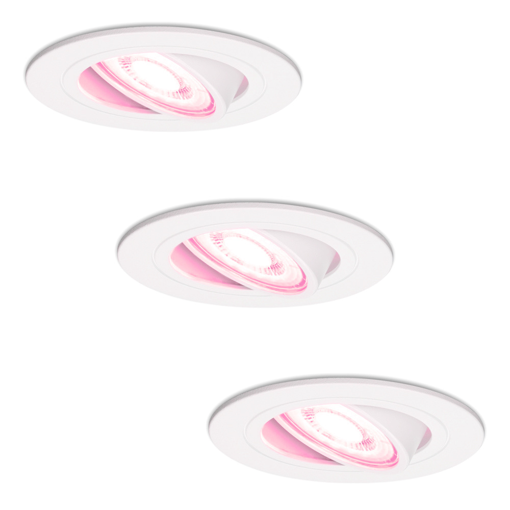 3x Pittsburg Smart Spots - Wifi + Ble - RGBWW - 5.5W 345lm - Hvid - IP20 - Vipbar