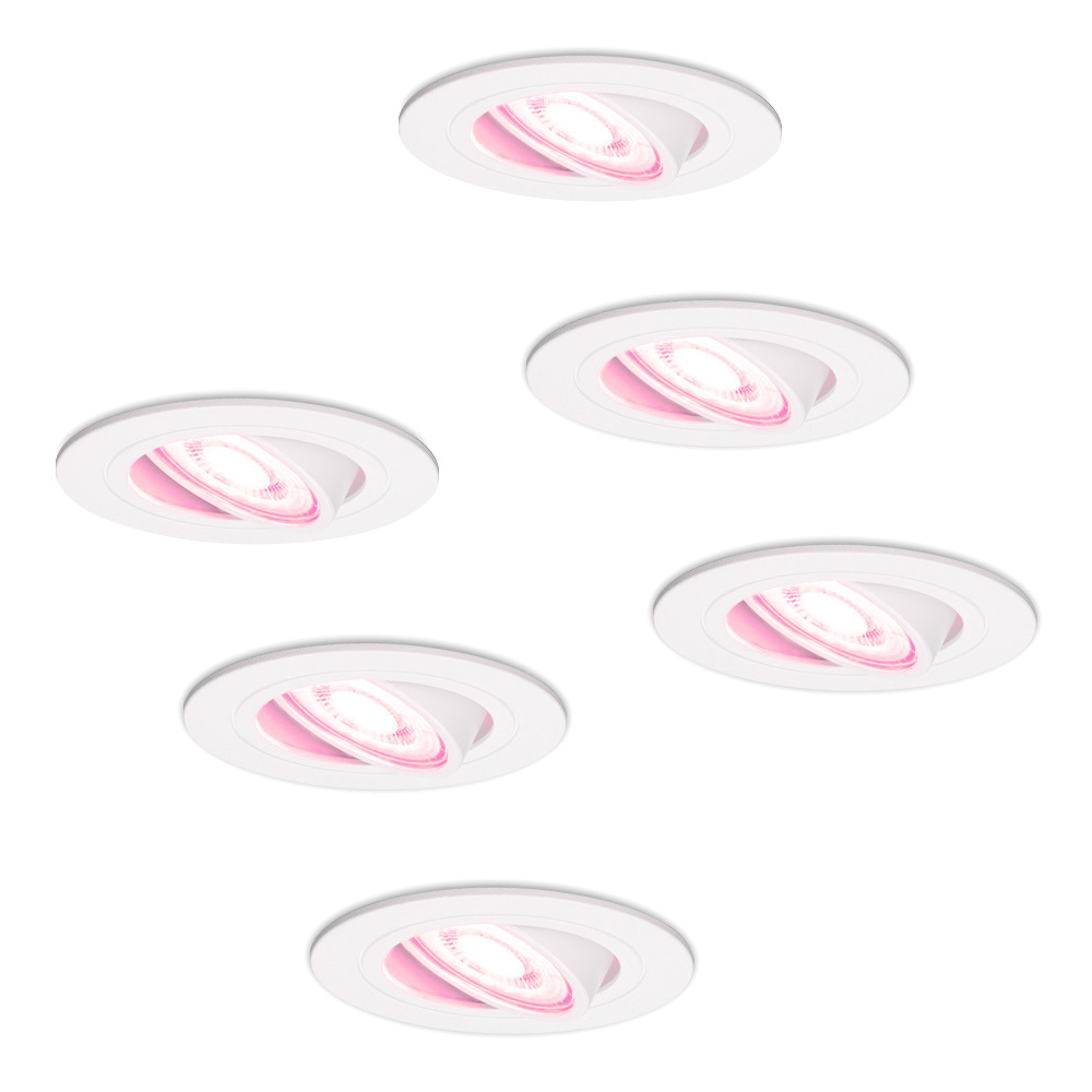 6x Pittsburg Smart Spots - Wifi + Ble - RGBWW - 5.5W 345lm - Hvid - IP20 - Vipbar
