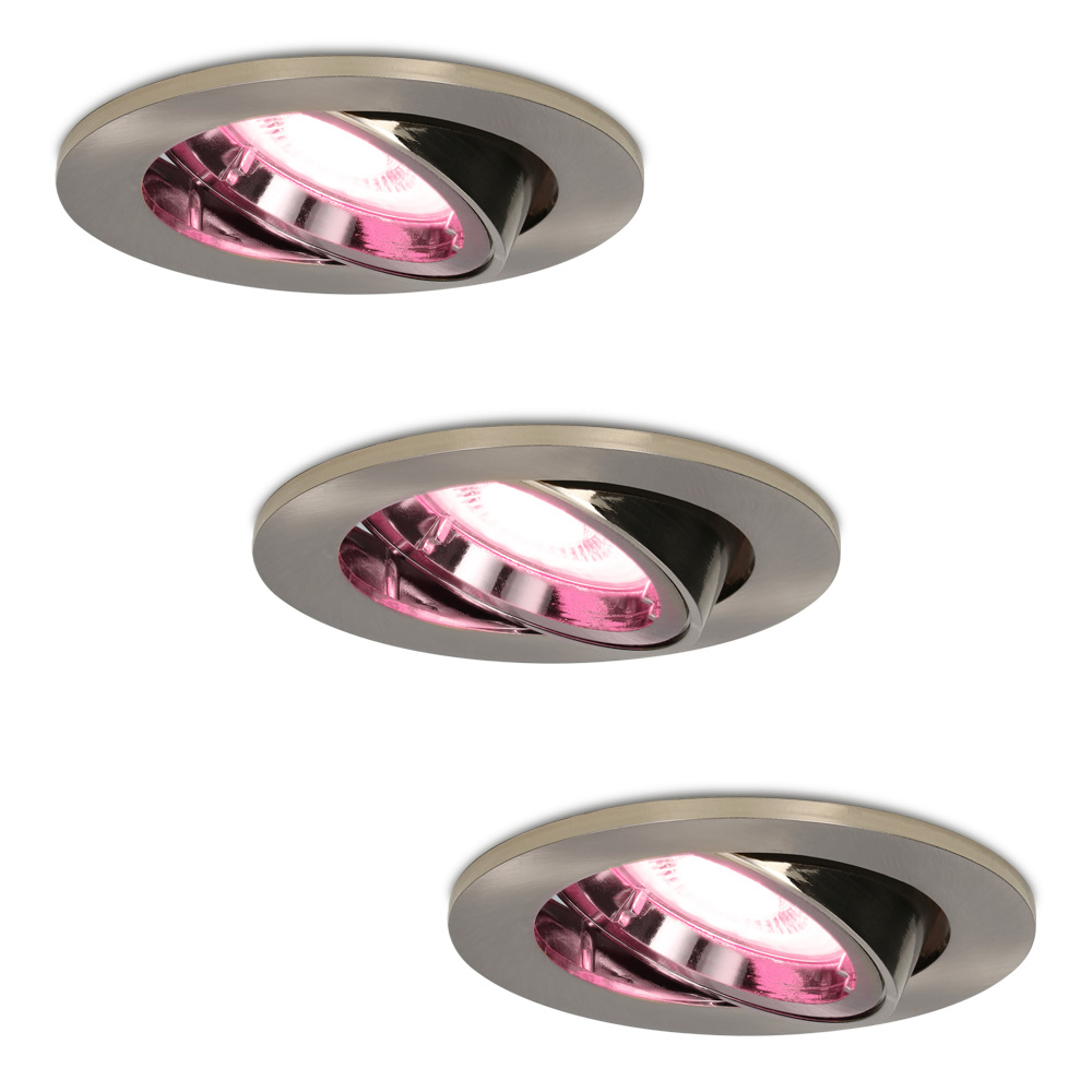 3x Lublin Smart Inbouwspots - Kantelbaar armatuur - Wifi + Ble - RGBWW - 5,5W 345lm