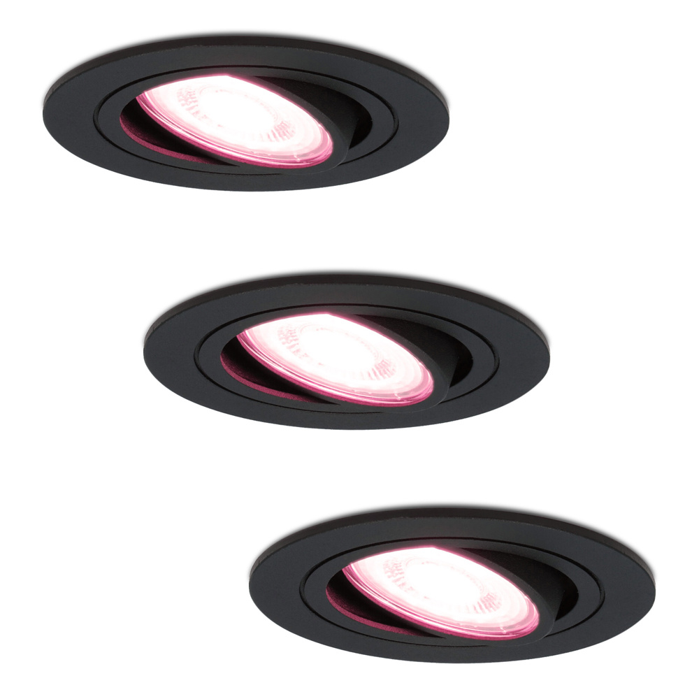 3x Miro Smart Spots - Wifi + Ble - RGBWW - GU10 - 5,5W 345lm - Vipbar - Sort - IP20