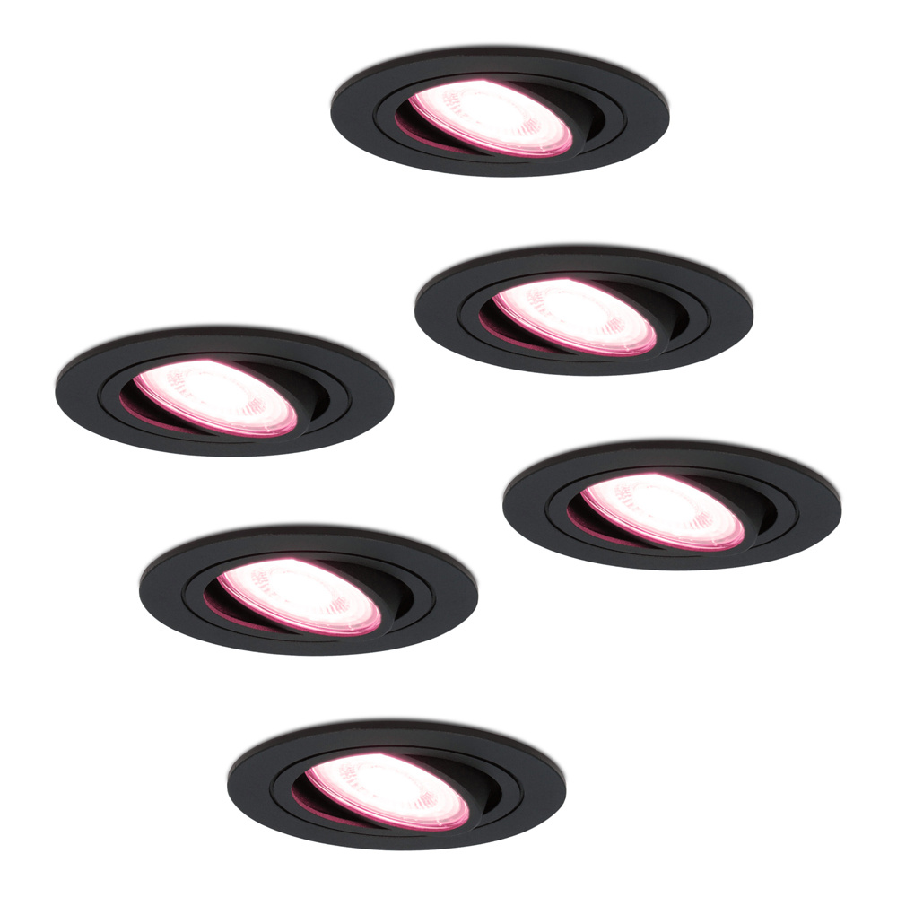 6x Miro Smart Spots - Wifi + Ble - RGBWW - GU10 - 5,5W 345lm - Vipbar - Sort - IP20