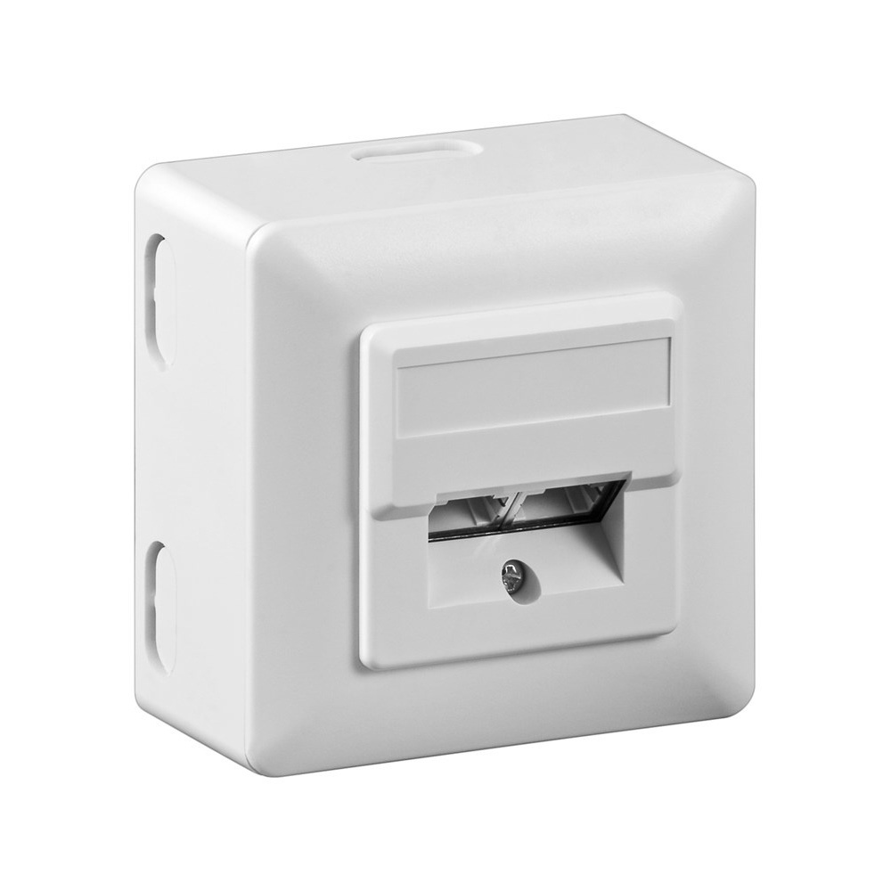 RJ45 CAT-5e Dataudtag Vægboks - Overflademonteret - 2-Stik - Inkl. frontplade - Hvid