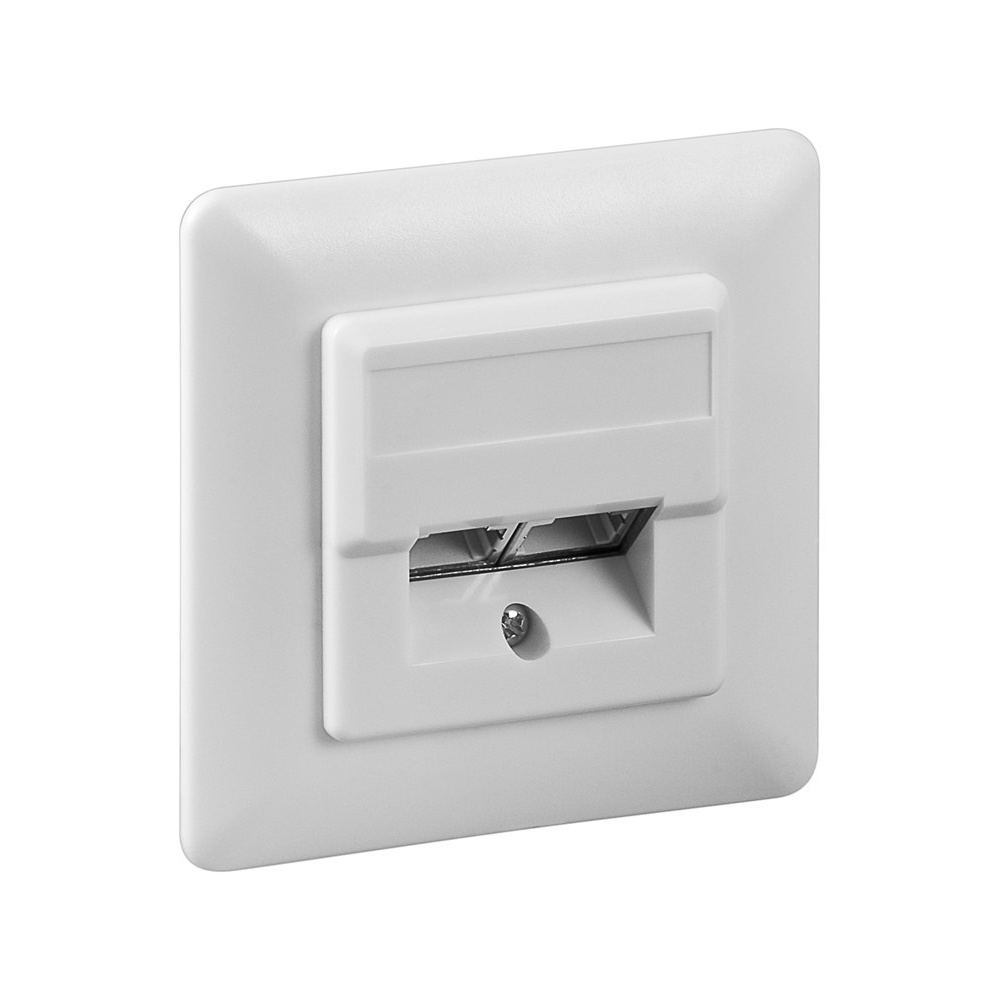 RJ45 CAT-5e Universal Ethernet Wall Socket - Double Port - Incl. Faceplate - White