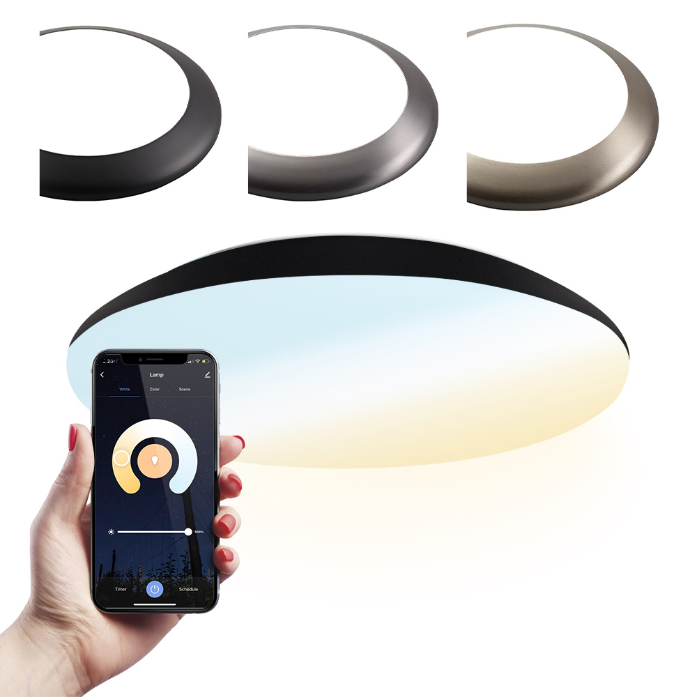 Smart Bulkhead Ø30cm - 18W 1800lm - IP65 - CCT - Wifi + Ble - Zwart