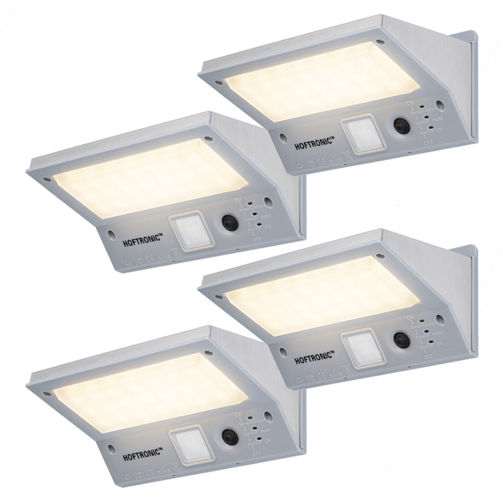 4x Applique Murale solaire Burley - Détecteur mouvement - 3 modes - 3000K IP65