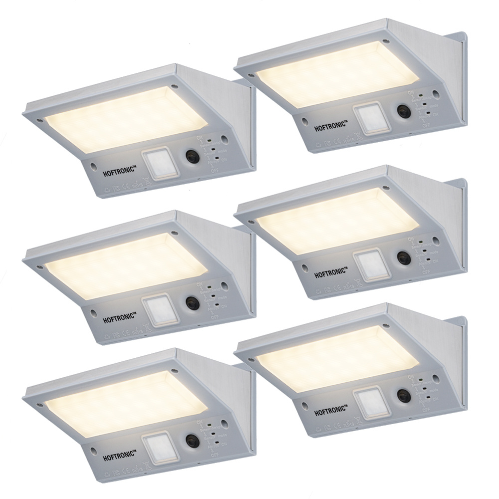 6x Applique Murale solaire Burley LED - Détecteur mouvement - 3 modes - 3000K IP65