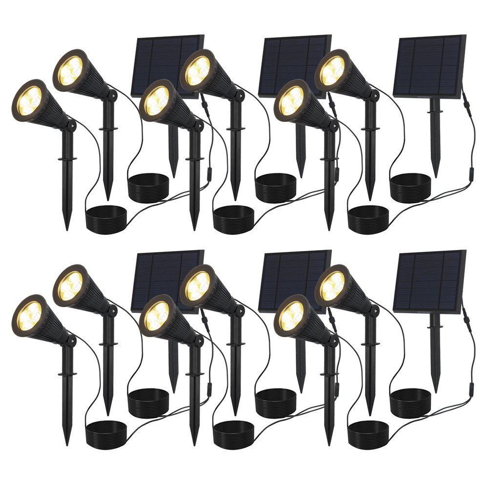 6 2x Bend Solar Havelamper - 3000K - 2 Modes - 6-9 brændetimer - IP65