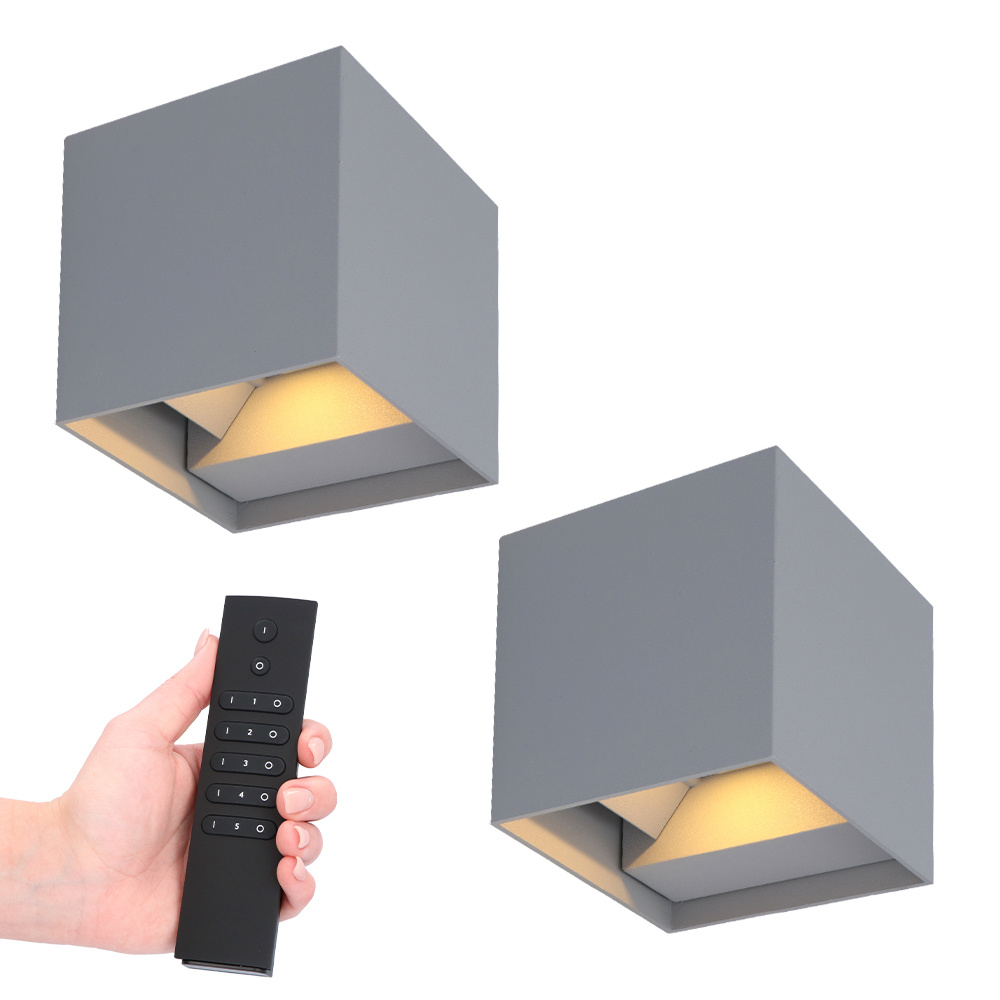 2x dimmbaren LED-Wandleuchten Kansas - 7W 560lm - 3000K - IP54 - Inkl. Dimmerset