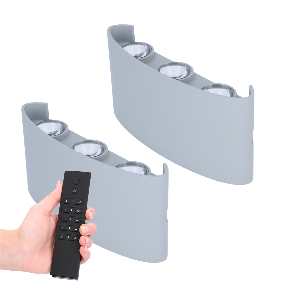 2x Tulsa LED-Wandleuchte - Dimmbar - Grau - 6W 580lm - 3000K - IP54