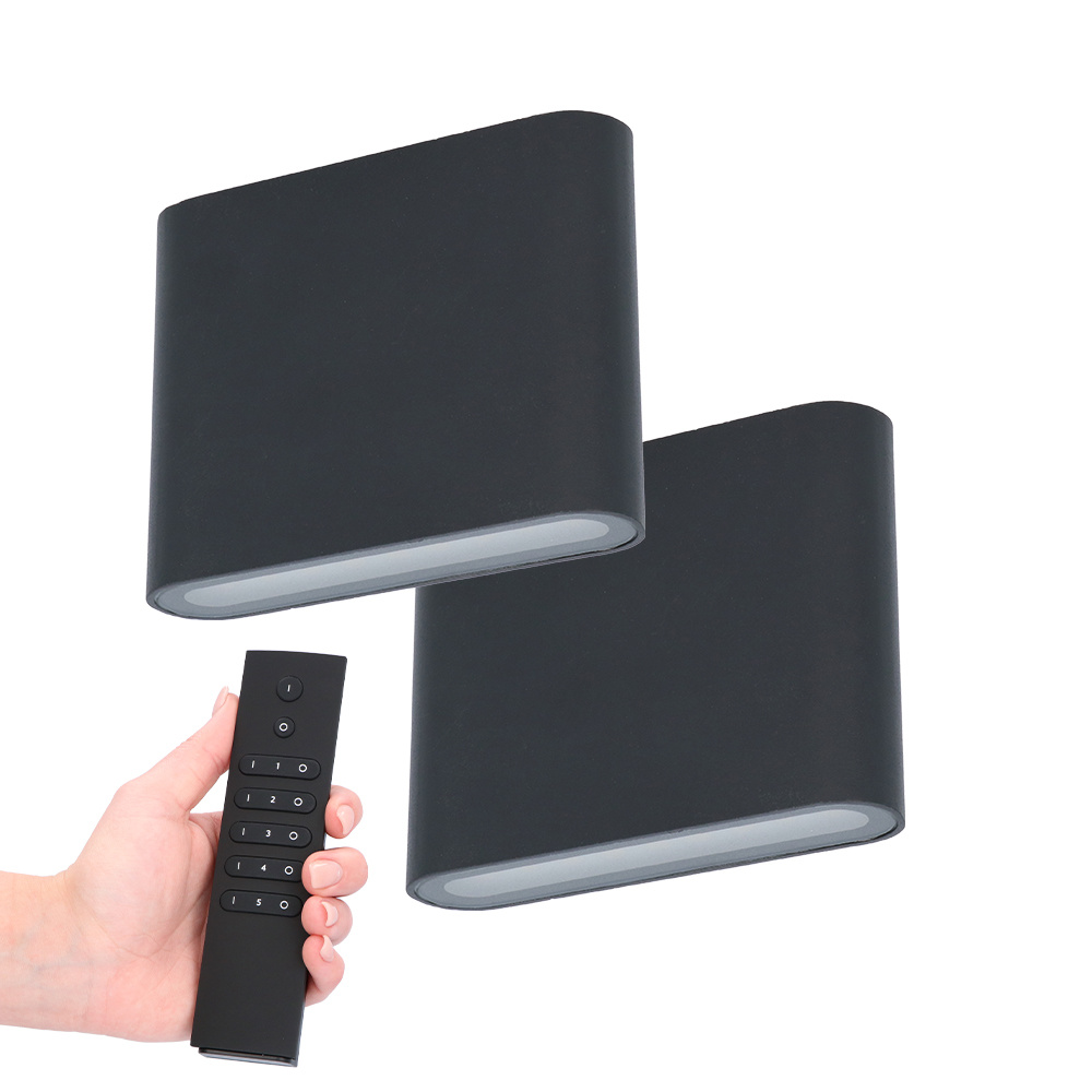 2x Dallas S LED-væglampe - Sort - 6W 720lm - 3000K - IP54 - Inkl. lysdæmper