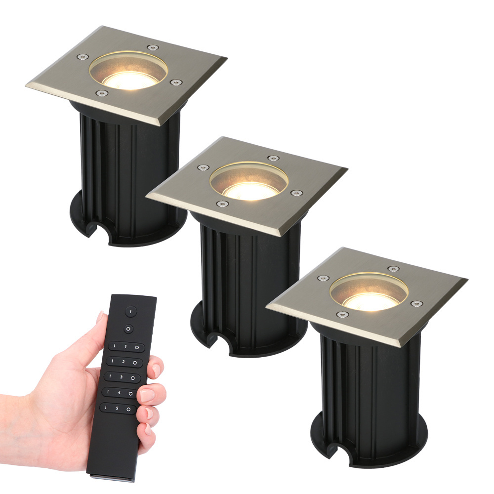 3x Ramsay LED Bodeneinbaustrahler - 4W 345lm - 2700K - mit Fernbedienung