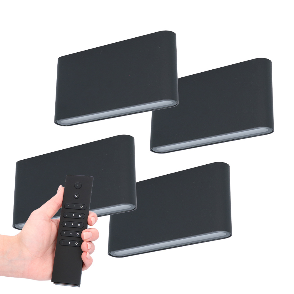 4x LED-Wandleuchten Dallas M - 12W 660lm - 3000K - IP54 - Inkl. Dimmerset