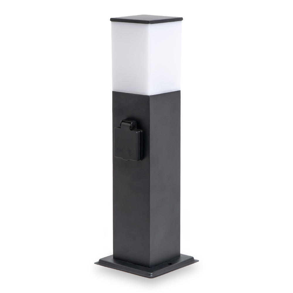 Rustik S LED sokkellampe med fatning - 42 cm - 2 fatninger - IP44 - E27 - Sort